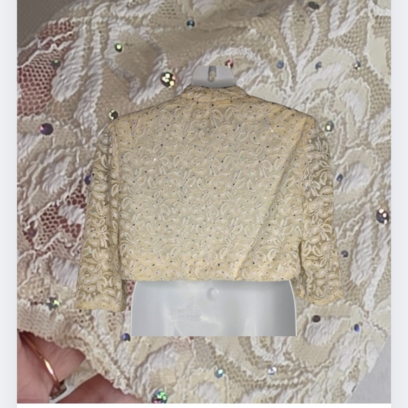 R&M Collection Lace Sequin Bolero Jacket Size 14 Vintage AT-1826 - Picture 2 of 8